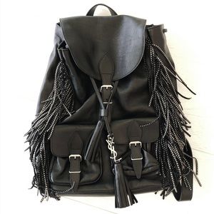 YSL Fringe Backpack Black